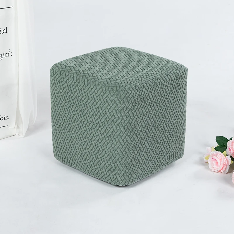All-Inclusive Small Stool Cover Jacquard Ottoman Elastic Case Square Round Shoe Changing Stool Slipcover Furniture Protector