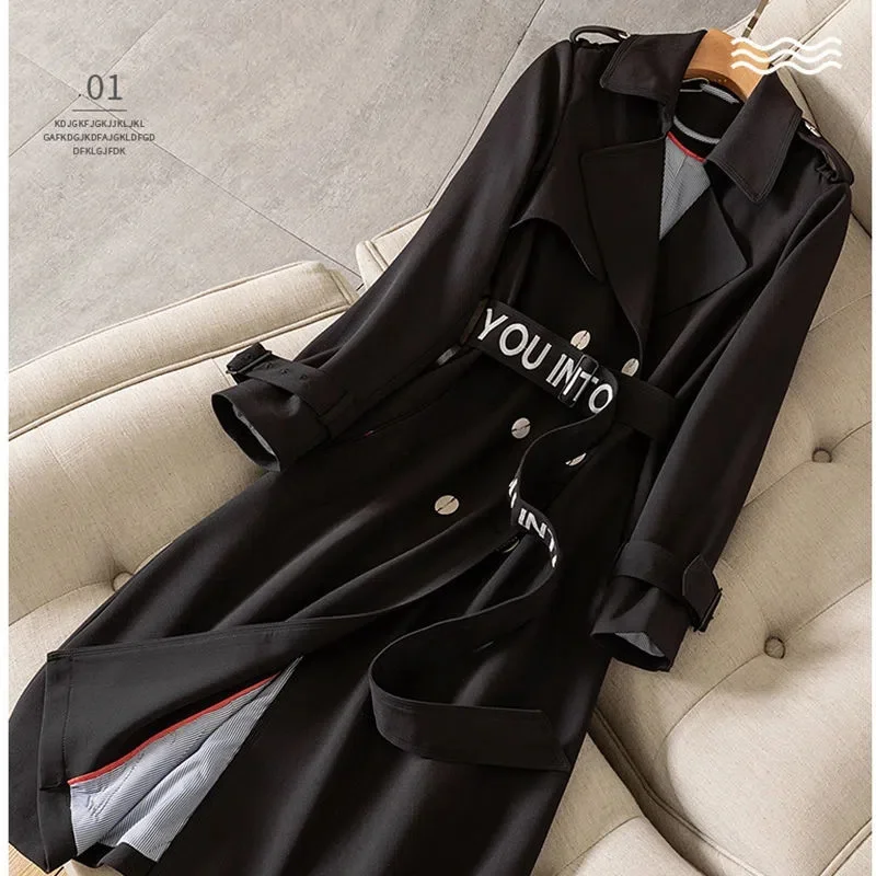 Commuting Fashion Korean Windbreaker Women's 2024 Spring and Autumn New Loose Khaki British Style Long Thin Women's Coat M843