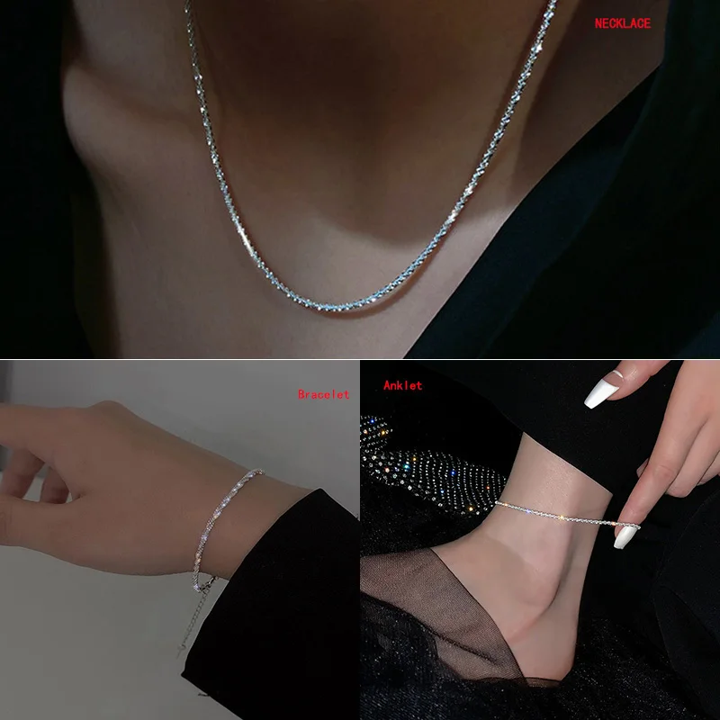 

New 925 Sterling Silver Necklace Simple Personality Charming Woman Pendant Choker Birthday Gift for Friends Exquisite Jewelry