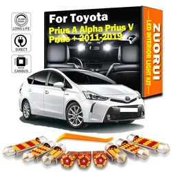 ZUORUI 12Pcs Canbus Car LED Interior Map Light Kit For Toyota Prius A Alpha Prius V Prius + 2011-2018 2019 Vehicle Led Bulbs