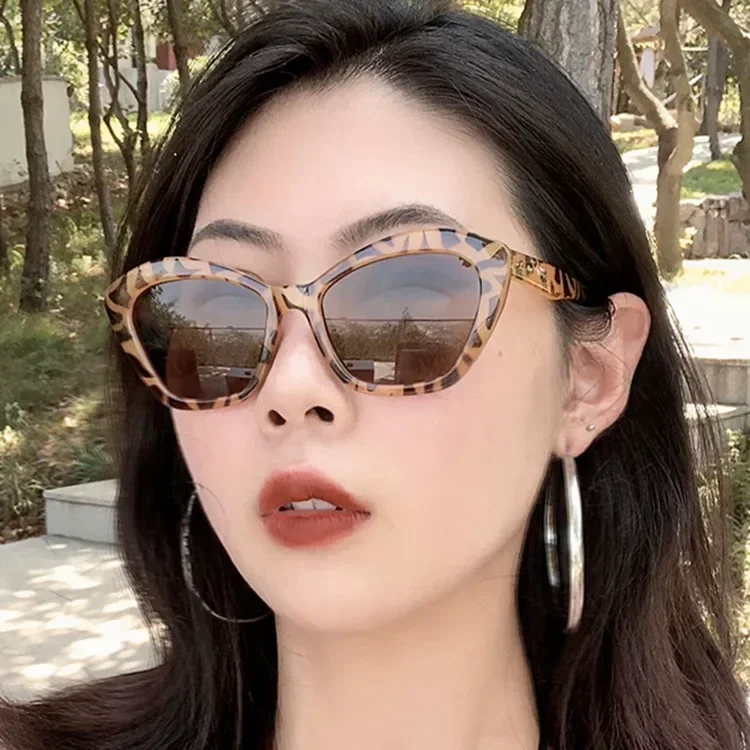 Multicolor Leopard Print Cateye Sunglasses Goggle Gafas Sol Mujer Cat Eye Sunglasses Summer Sunscreen Sun Glasses Retro Vintage