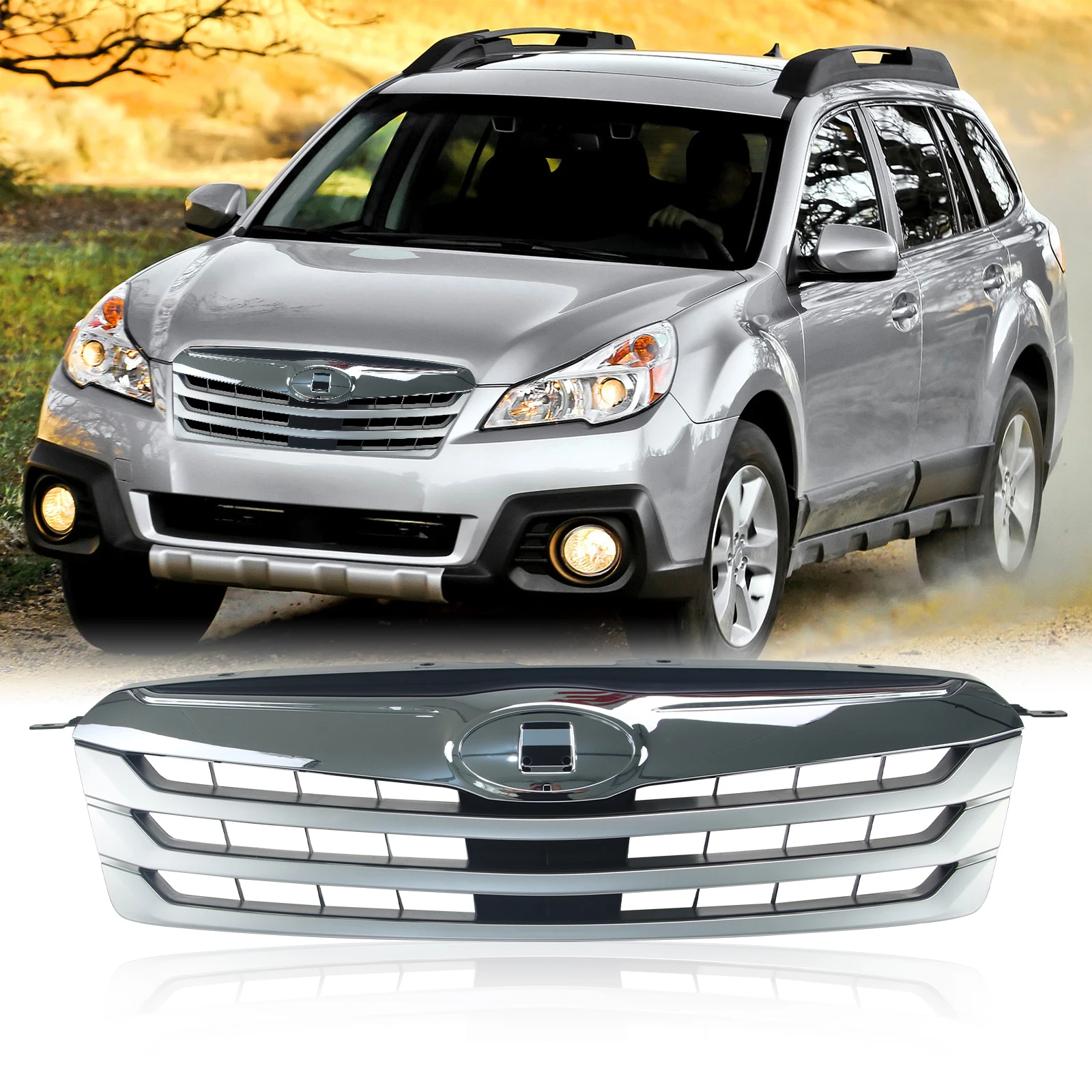 Front Grill for 2010-2012 Subaru Outback Chrome Moulding