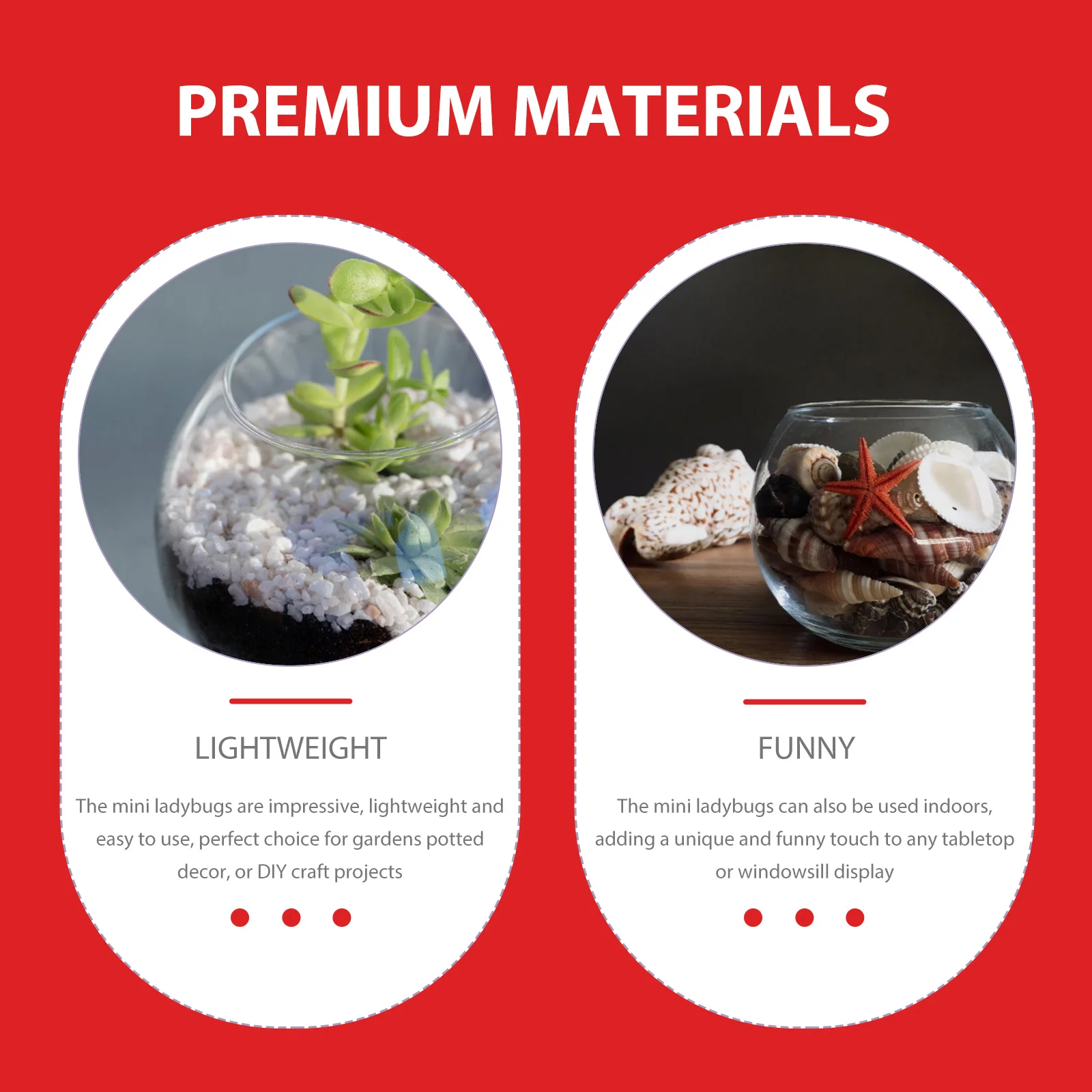 

50 Pcs Ladybug Charms for Crafts Plastic Resin Decoration Ladybugs For Crafts Insect Embellishments DIY Garden Pieces