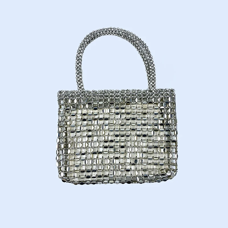 

New Sparkling Coin Bag Handmade Beaded Bag Woven Bag Glitter Bag Large Capacity Shopping Bag Handheld Bag Shoulder Bag