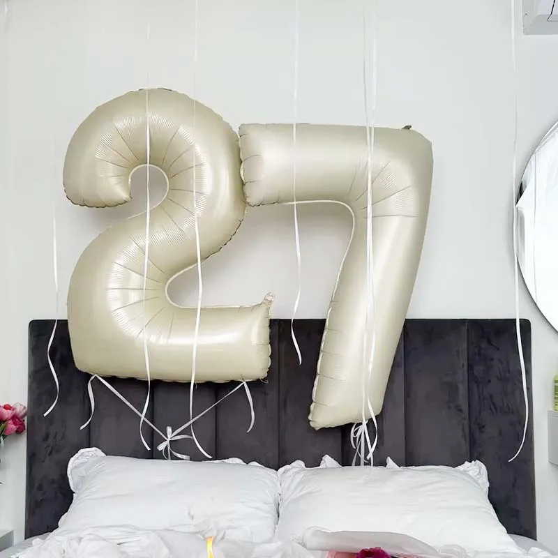 32 Zoll cremefarbene Karamell-Olivgrüne olivgrüne Folienballons 0 1 2 3 4 5 6 7 8 9 Kugeln Hochzeit Geburtstag Party Dekor Babyparty – Detail 6