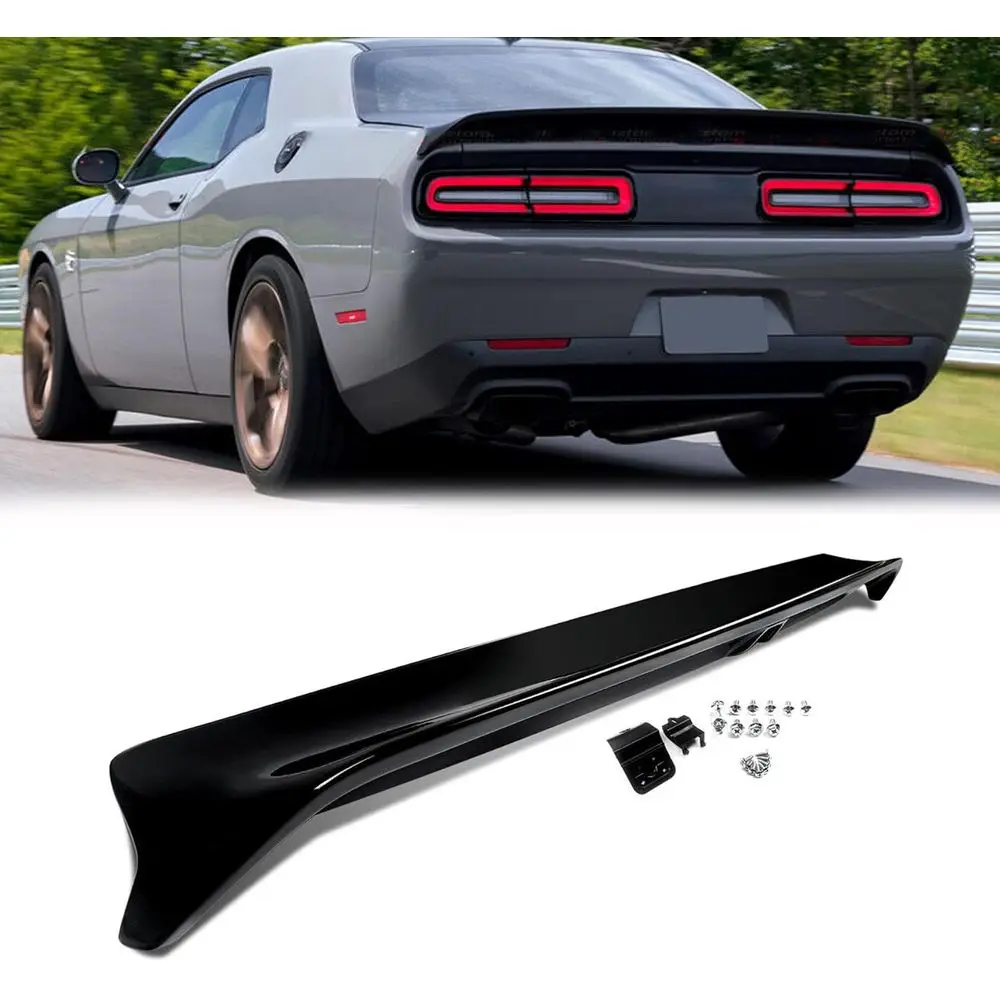

Rear Spoiler for Dodge Challenger 2015-2023 – Gloss Black ABS with Integrated Backup Camera Hole – No Drill Installation, Fits A