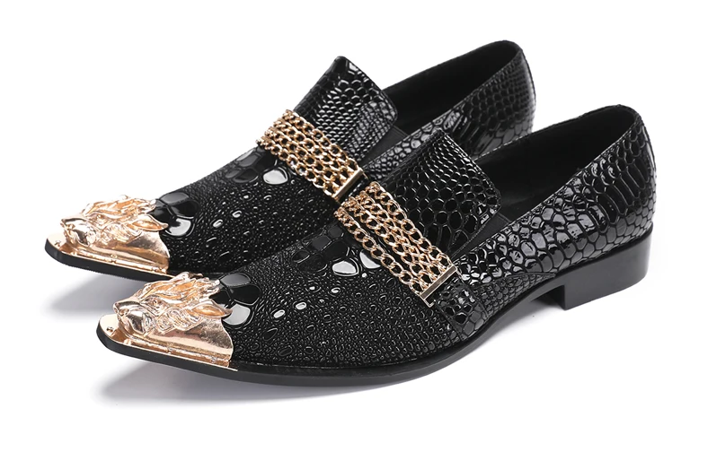 Herrenschuhe aus echtem Rindsleder mit Pythonmuster und Nadelverzierung für formelle Anlässe im Herbst, Modellausstellungen und geschäftliche Gelegenheiten. – Detail 6
