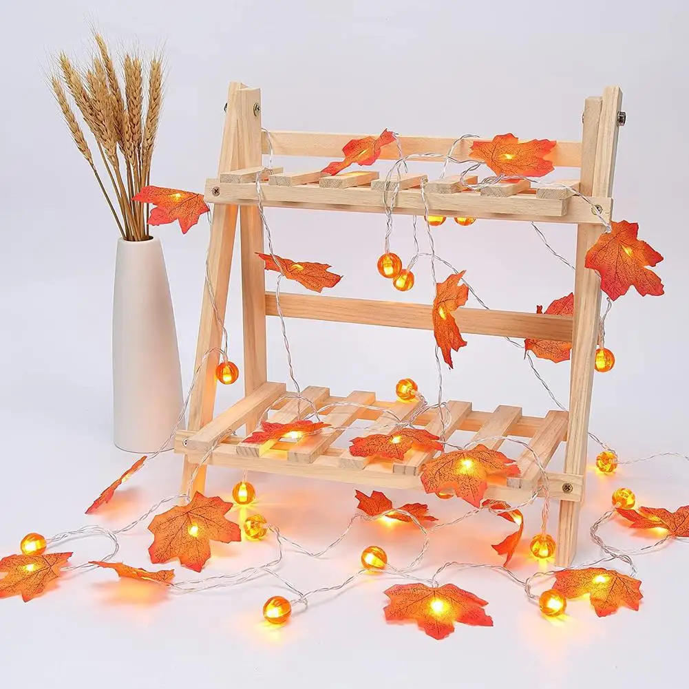 

Artificial Autumn Maple Leaves Pumpkin Garland LED Fairy String Light Fall Thanksgiving Decorations Halloween Party DIY Supplies