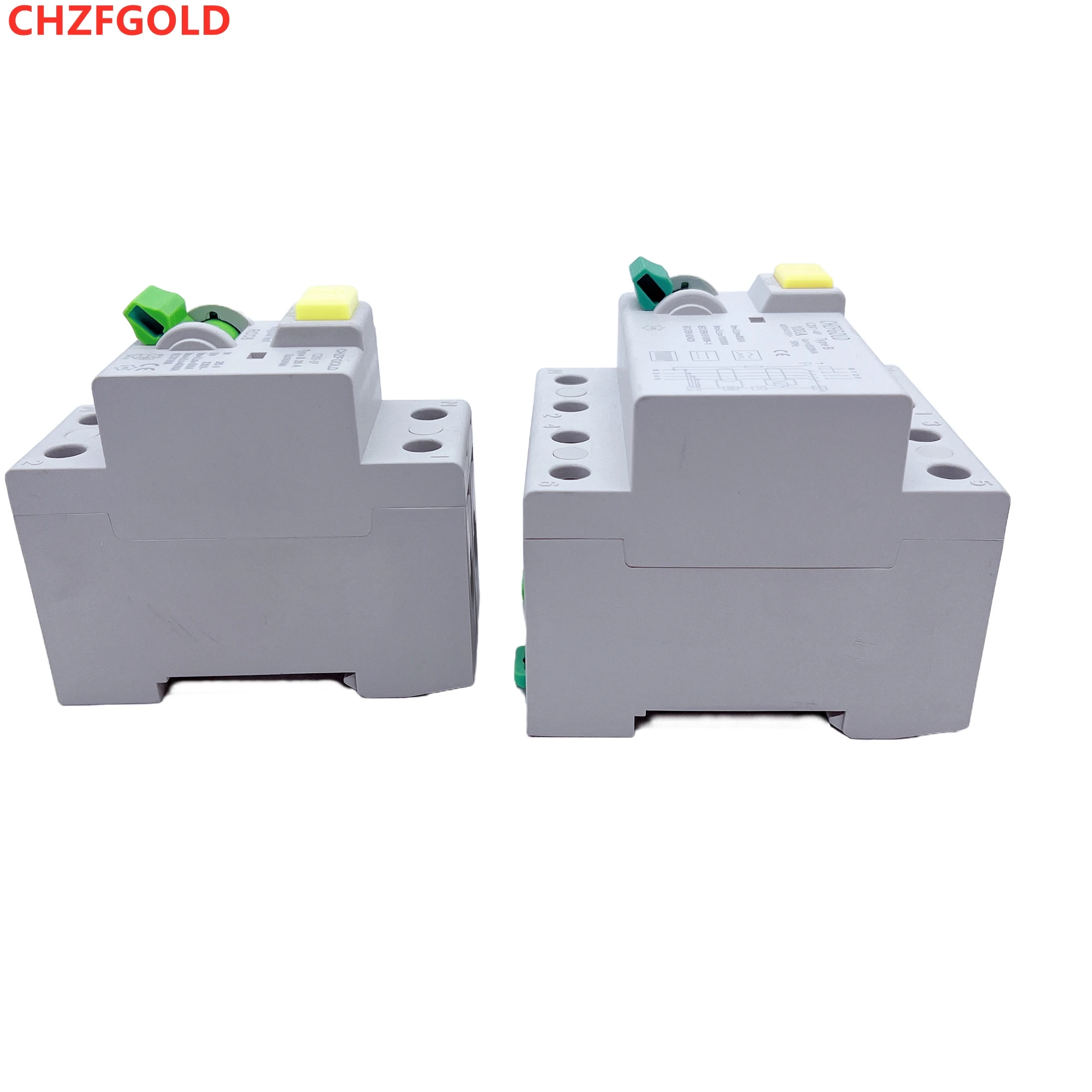 CHZFGOLD  EV solar DC differential switch, DIN rail leakage circuit breaker, 2P/4P, 63A, 30MA, 300MA, B-type slotted busbar 10KA