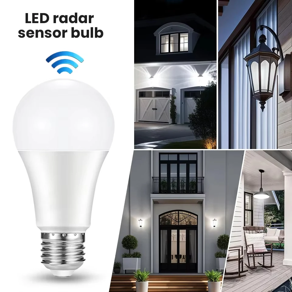 3pc Radar Motion Sensor Light Bulb E26 110V 6W LEDNight Light Bedroom Garden LED Bulbs For Home