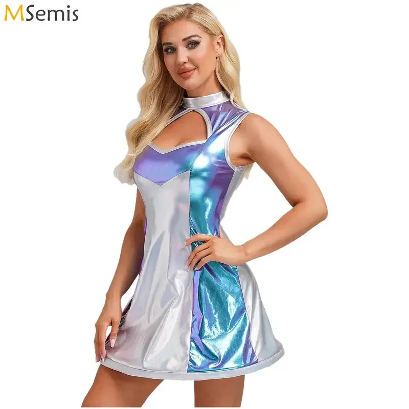 

Womens Spacemans Costume Space Dress Up Outer Space Fighter Alien Astronaut Cosplay Costumes Halloween Robot Roleplay Clothing
