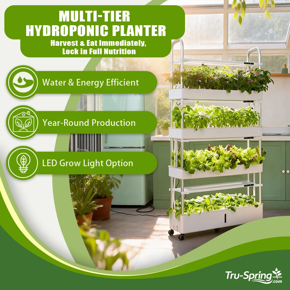 Hot Selling Automatic 4-Layer Aeroponic Vertical Hydroponic System LED Light Pump Food Grade Materials for Indoor Growing Home