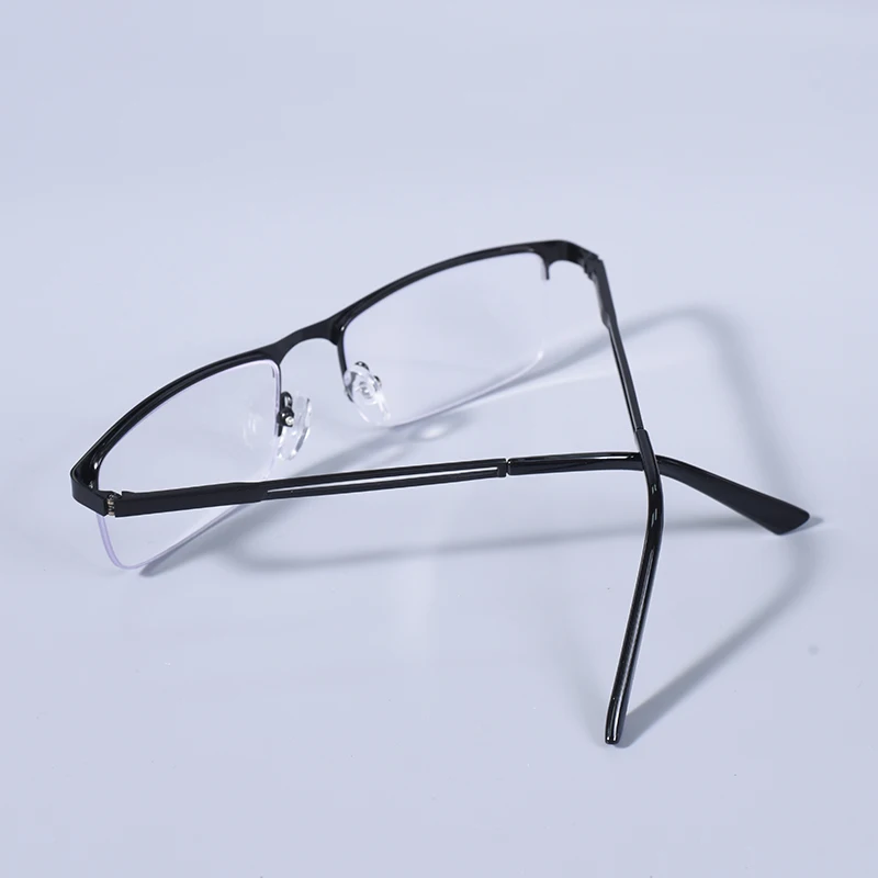 2025 männer Blau Licht Blockieren Lesebrille Metall Halb Rahmen Brillen Mit Frühling Scharnier Computer Reader + 125 + 175 – Detail 7