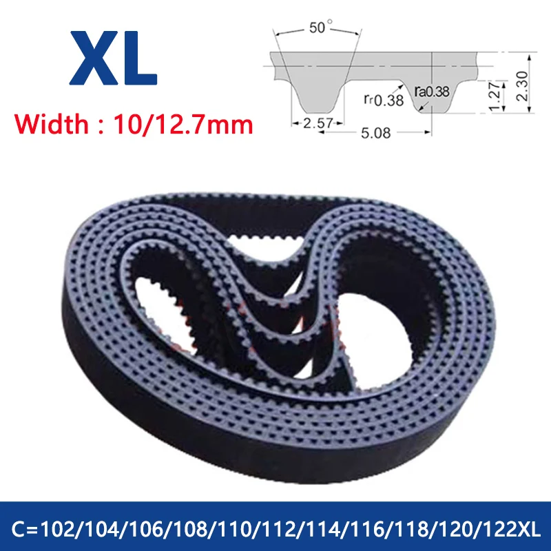 1PCS XL Timing Belt 102/104/106/108/110/112/114/116/118/120/122XL Width 10mm 12.7mm Rubber Closed Loop Synchronous Belt