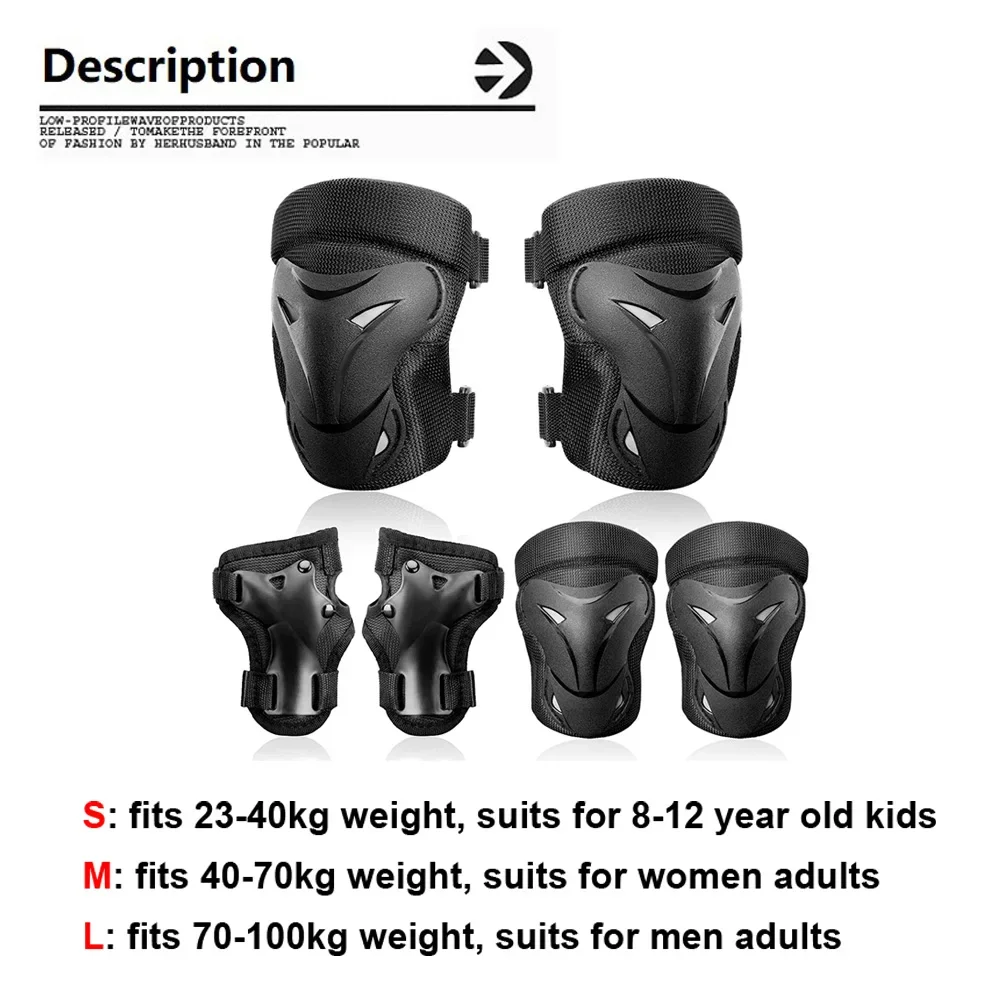 Kids Youth Adults Knee Elbow Wrist Pads Outdoor Multi-Sport Protective Gear Set for Roller Skating Cycling Skateboarding Scooter