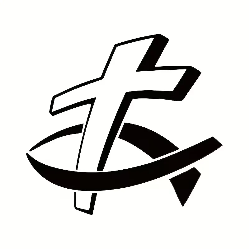 Perfect Christian Fish Car Stickers With Cross - Unique For Car Body Decoration!