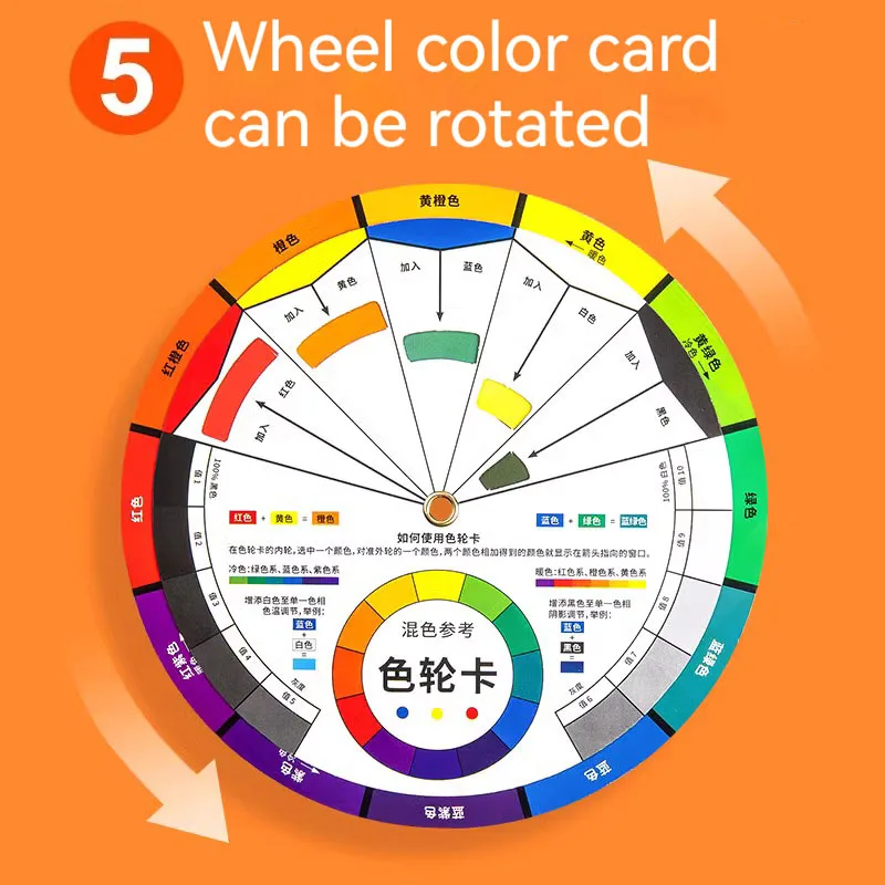12 kolorowych kartek papierowych w kolorze pięciokołowych prowadnica do mieszania okrągłego koła obraca się dla artystów malujących materiały do rysowania