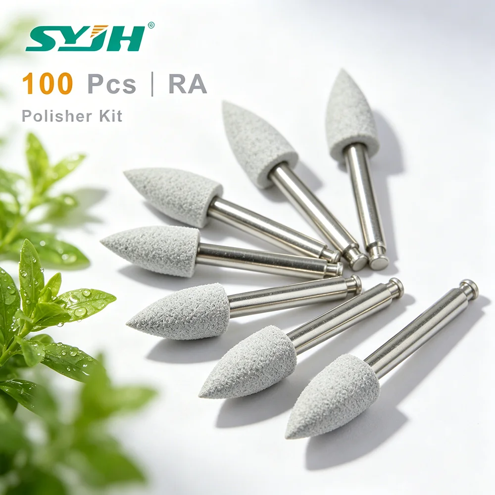 

SYJH Dental 100Pcs Sanding Polishing Kit RA 2.35mm Stainless Steel Handle Autoclavable For Dentistry Low Speed Handpiece Tools