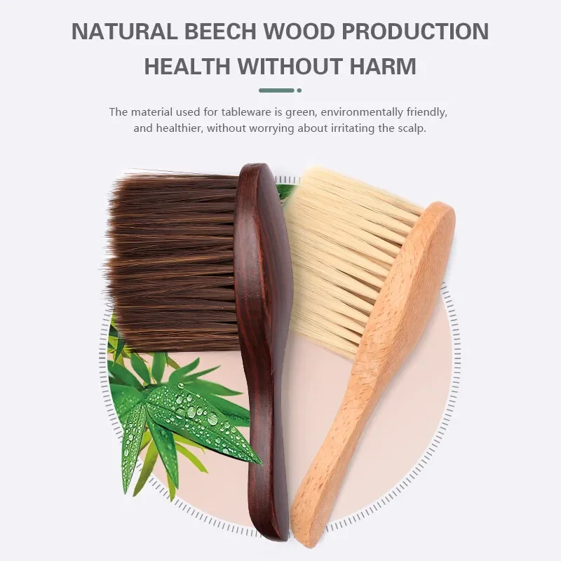 Hair Cleaning Brush Men Wooded Handle Beard Brush Hairdressing Soft Neck Duster Broken Hair Remove Comb