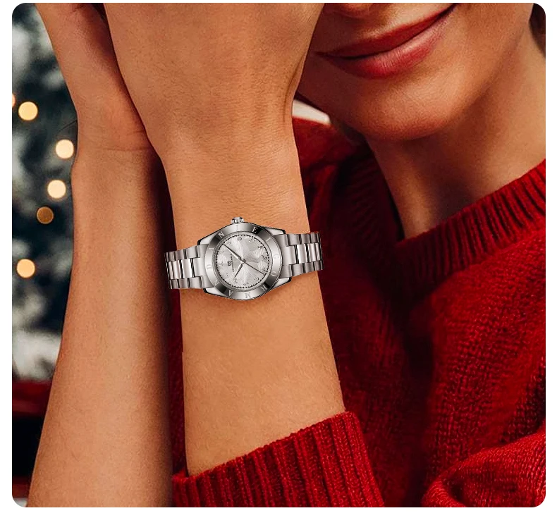 Reloj de Oro para Mujer con Esfera Naranja, Reloj de Cuarzo de Acero Inoxidable, Resistente al Agua 5ATM, Cristal de Zafiro, Cierre de Mariposa, Black Friday 2026