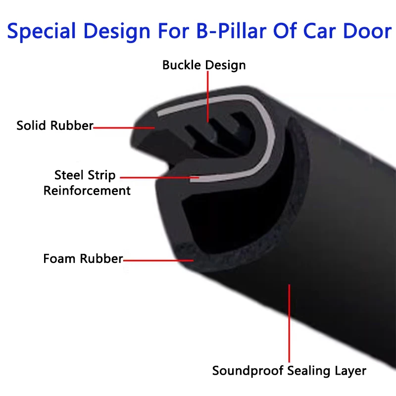 QHCP Car Seal Strip Door B Pillar Rubber Anti-Noise Dustproof For Toyota RAV4 Camry Corolla Harrier Venza Cross Frontlander IZOA