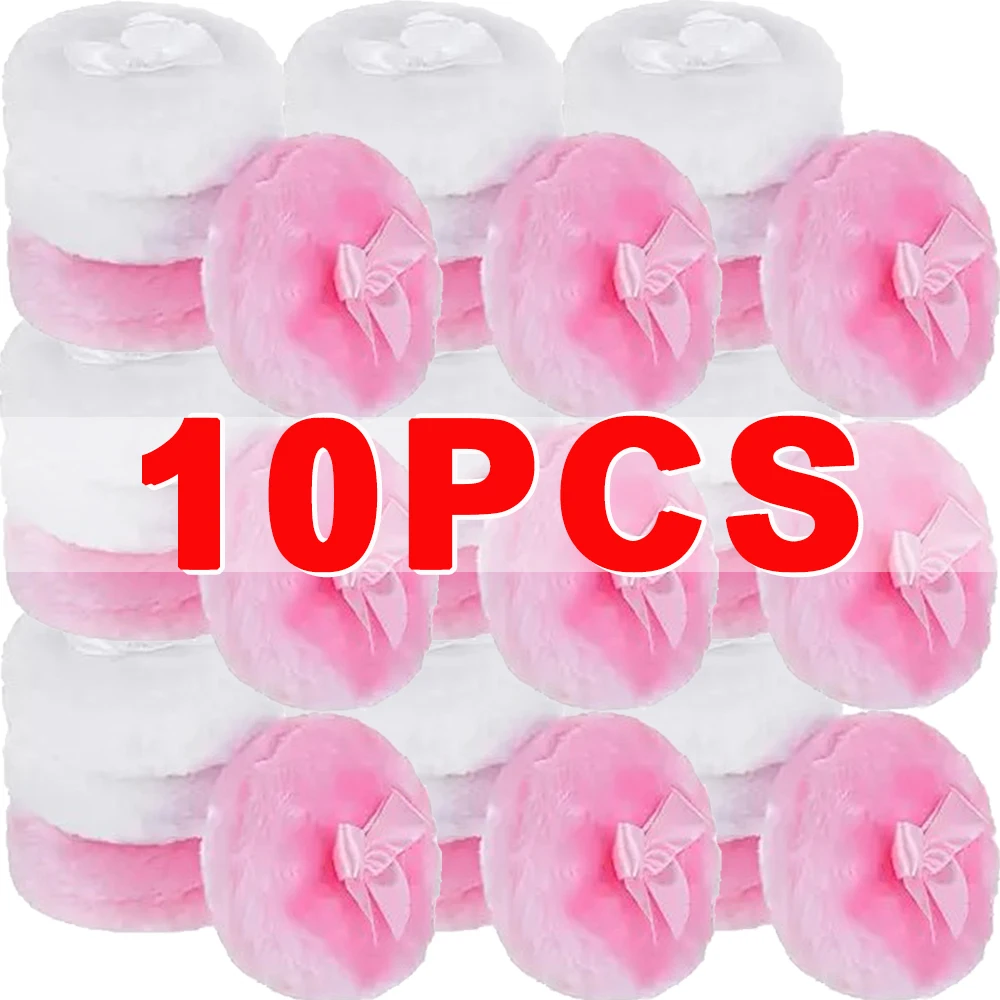 Bow-shaped Round Plush Makeup Puffs Ultra Soft Large Fluffy Powder Puff Washable Reusable Face Body Powder Puff Cosmetics Tools