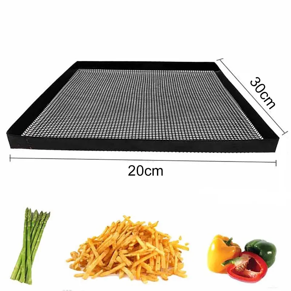 YOMEEI Non-stick Barbecue Mat 30*20cm Food Basket Roaster Rack Reusable BBQ Baking Cooking Tray Heat Resistant Baking Tools