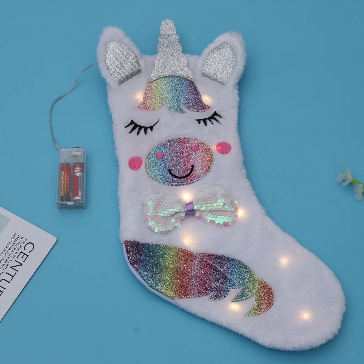 

Hanging Gift Bag Sequins Unicorn Socks Design Adorable Party Bag for Christmas Birthday Storage of Candies Cookies Chocolates