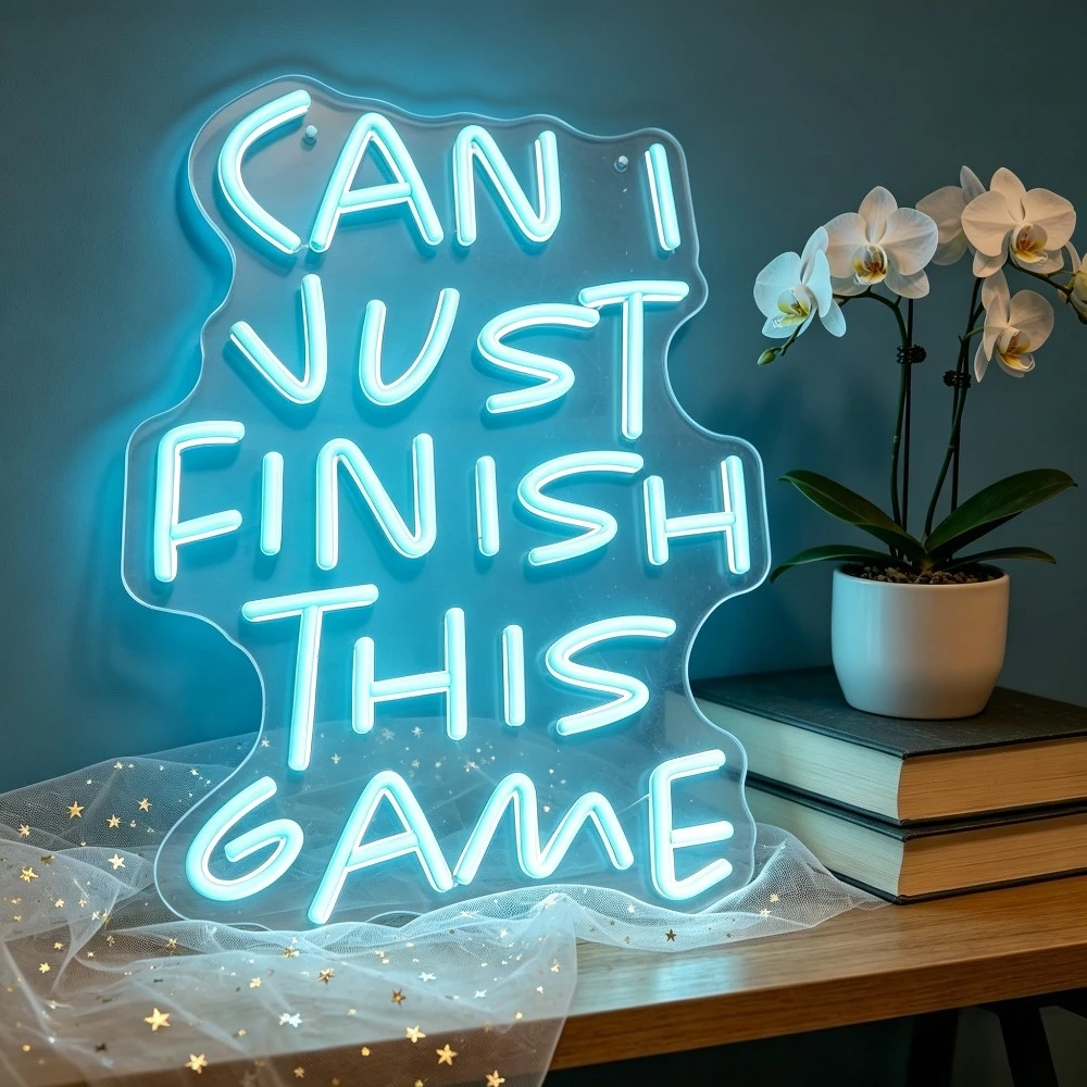 Can I Just Finish This Game Neon Sign LED Light for Decor USB Rechargeable Wall Art Night Light for Bedroom Living Room Gameroom