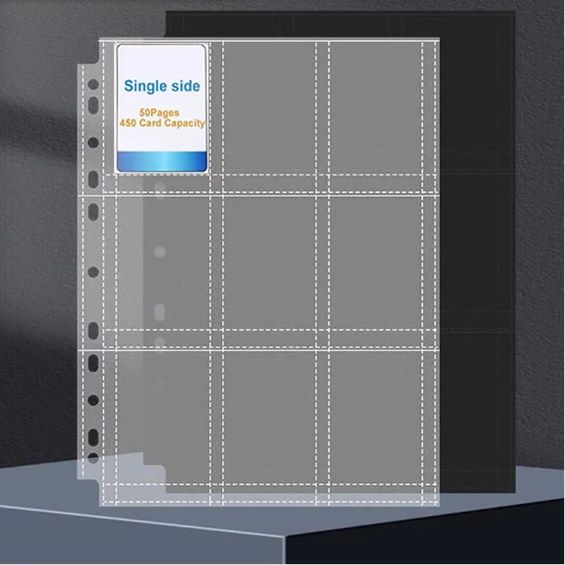 50 Pages 450 poches simple face carte à collectionner porte-album manches 9 poches en plastique transparent protecteurs de jeu cartes de Baseball Pokemon