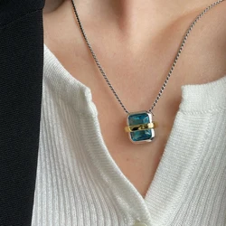 Silver Color Sweater Necklace for Women New Fashion Charming Blue Crystal Punk Clavicle Chain Party Jewelry Gifts
