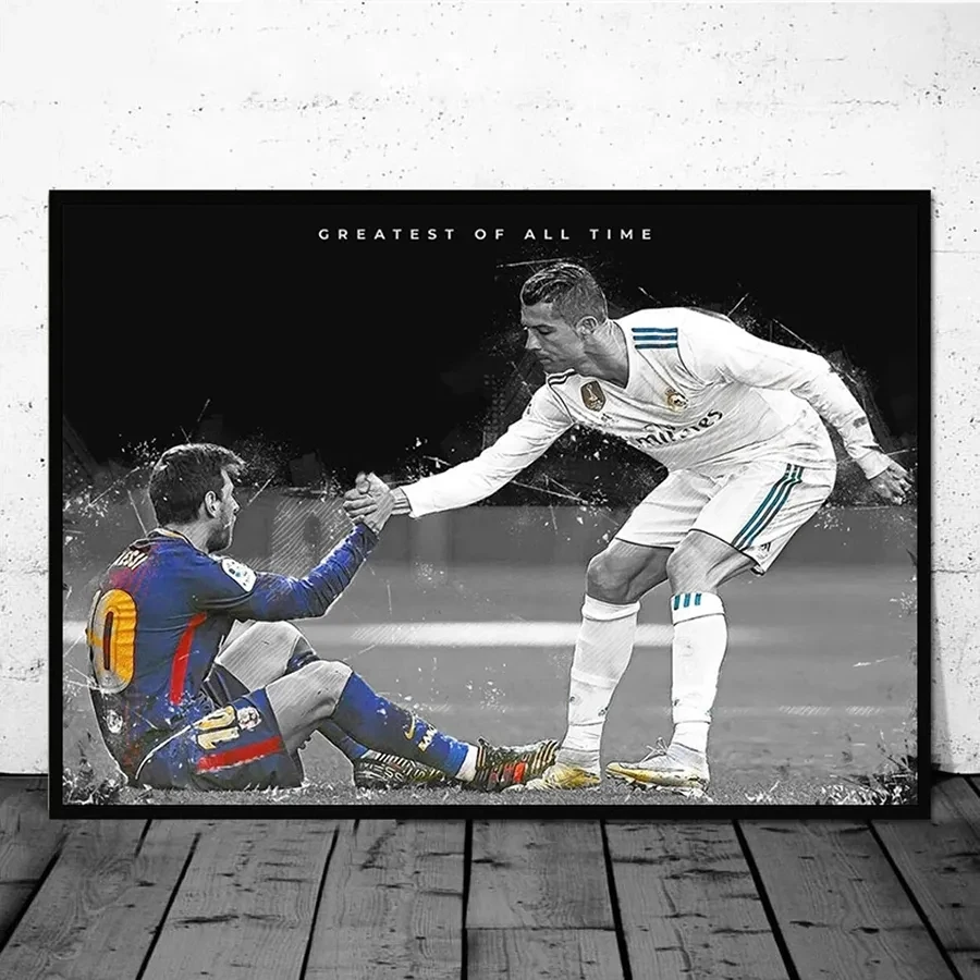 Messis Cristiano Ronaldos Poster Soccer Star Wall Art Home Decor Canvas Painting Mural Collection Pictures Print Artwork Gift