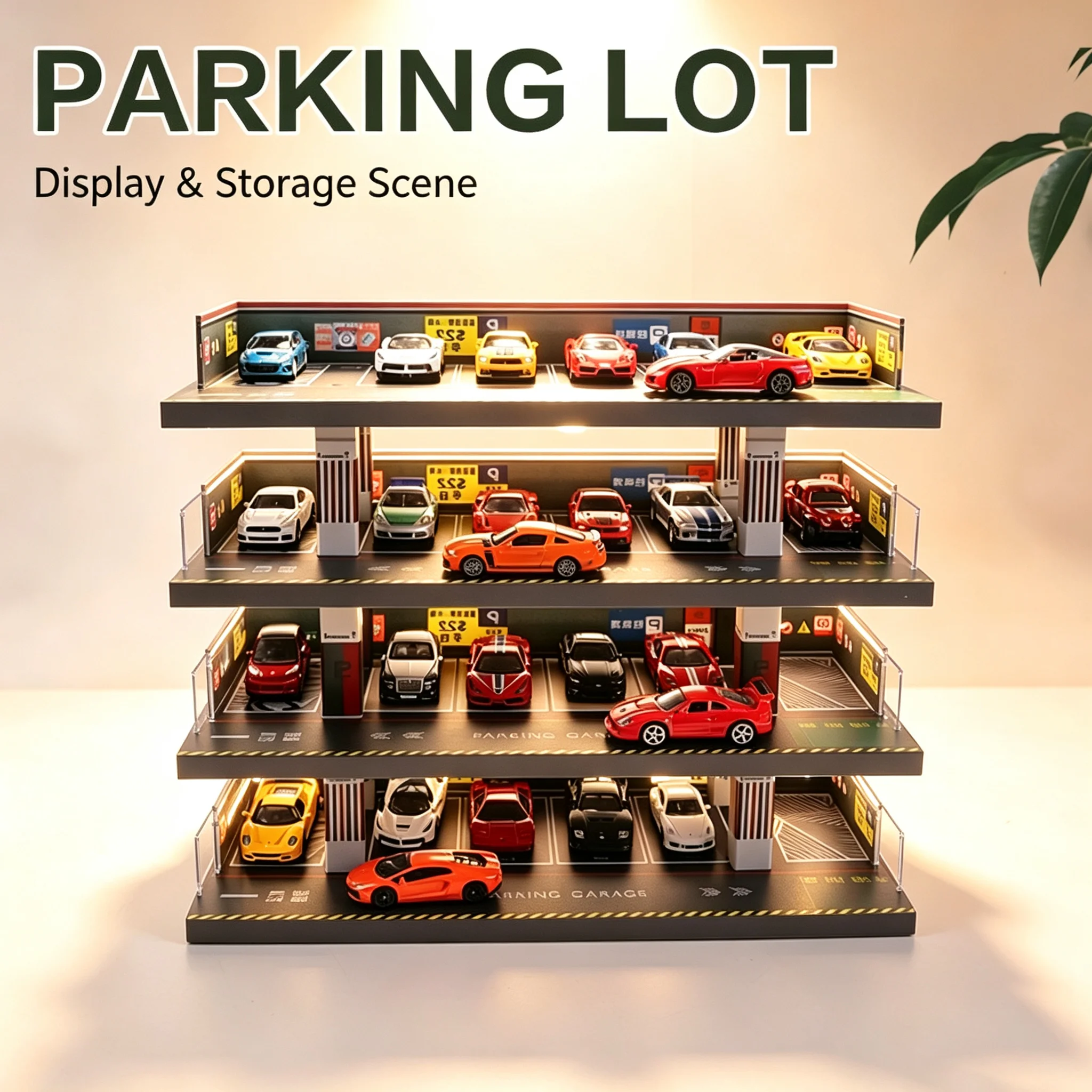 1 64 Scale 4 Tier Parking Lot Model Diecast Car Display Storage Cabinet Hong Kong Style Scene Decor