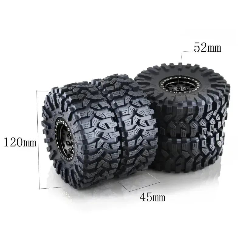 4 Stück 1,9 Zoll Metall-Beadlock-Räder und Reifen (120 mm) – für TRX4, Axial SCX10 II/III, RC4WD D90, MST – 1/10 RC Crawler Upgrade