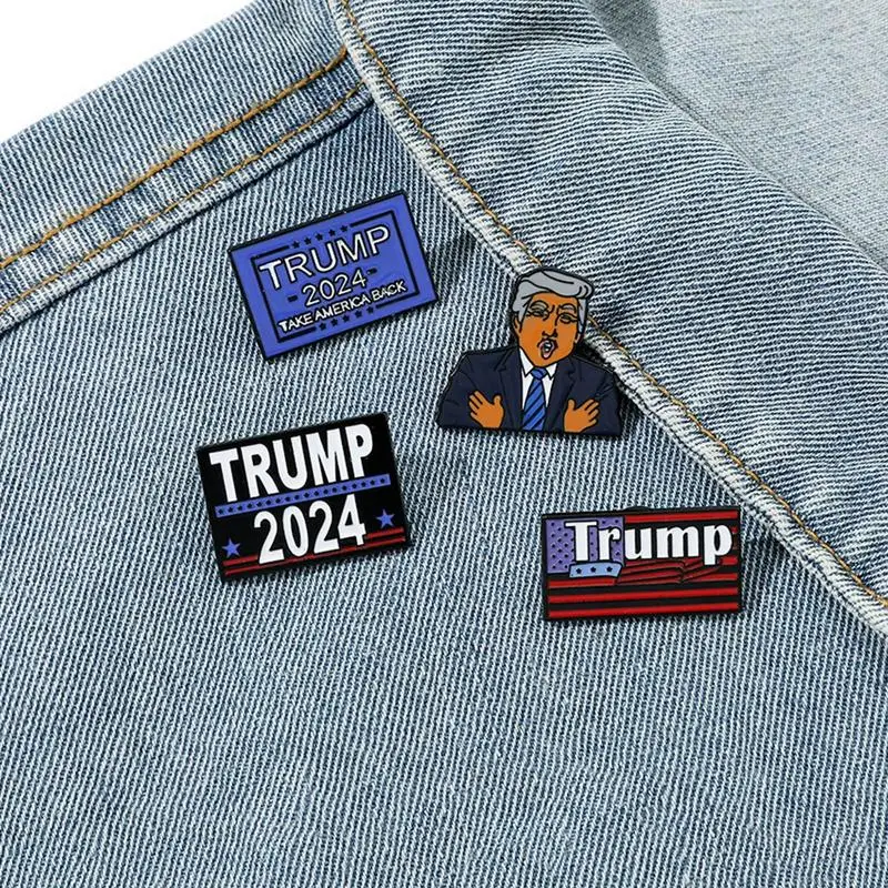 Trump 2024 Brooch Election Lapel Pins Decor Trump Image Decorative Accessory for Bags Lapels Hats Shirts and Clothes