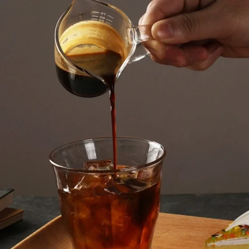 70/150ml Espresso Shot Glass Doppio beccuccio Misurino Manico resistente al calore Scala trasparente Vino Latte Caffè Misura Brocca