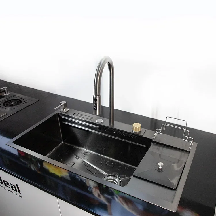 

Luxury 304 Stainless Steel China Multifunctional Sink Modern Waterfall Rainfall Kitchen Sink