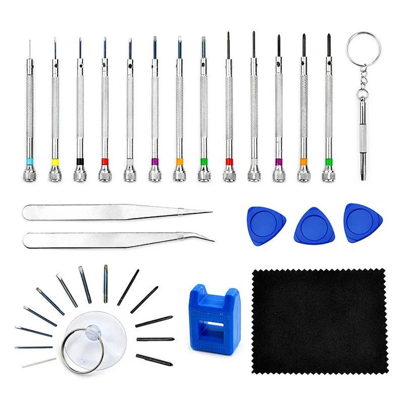 17/23Pcs 0.6-2.0mm Precision Screwdriver Set Professional Mini Flat Cross Head Screwdriver Multifunctional Watch Repair Tool Kit