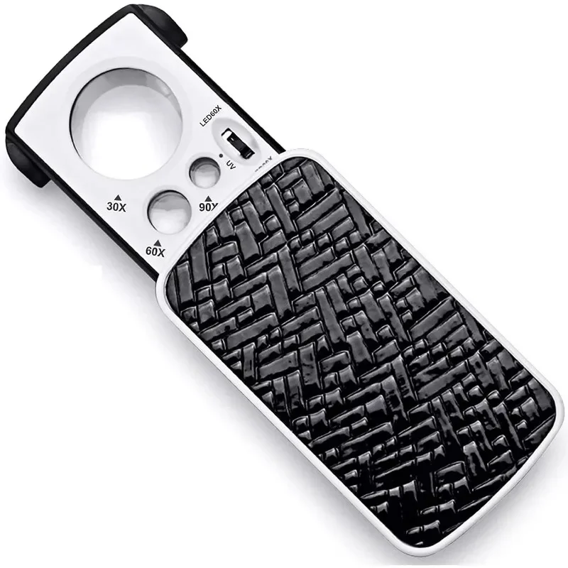 Складное увеличительное стекло 30X-90X с LED UV светом для драгоценностей