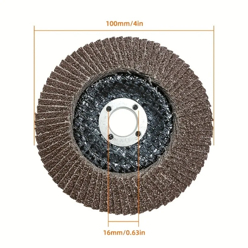 10Pcs 4 Inch Flap Discs, 60/80/120 Grit, Angle Grinder Abrasive Wheel for Stainless Steel Metal Rust Weld Polishing