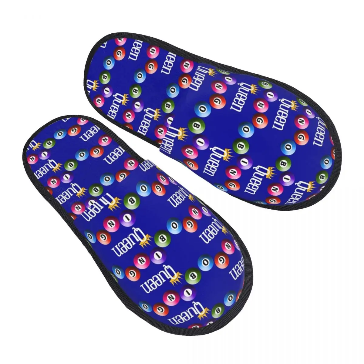 

Custom Print Women Bingo Queen House Slippers Cozy Warm Paper Game Memory Foam Fluffy Slipper Indoor Outdoor Shoes