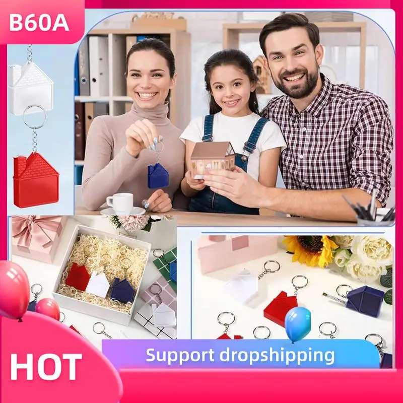 

B60A 60 Pcs House Shape Tape Measure Keychains 1M/3Ft Real Estate New House Gifts Closing Gifts For Home Buyer