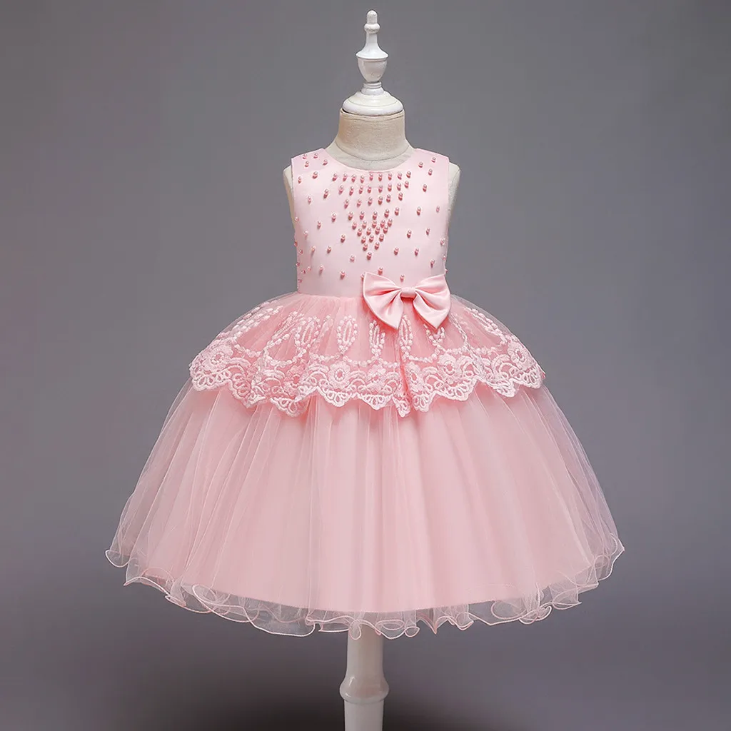 Dress for Baby Girl Baby Kid Dresses Party Dress Girls Ruffles Tulle Lace Patchwork Princess Dresses with Pockets for Girls