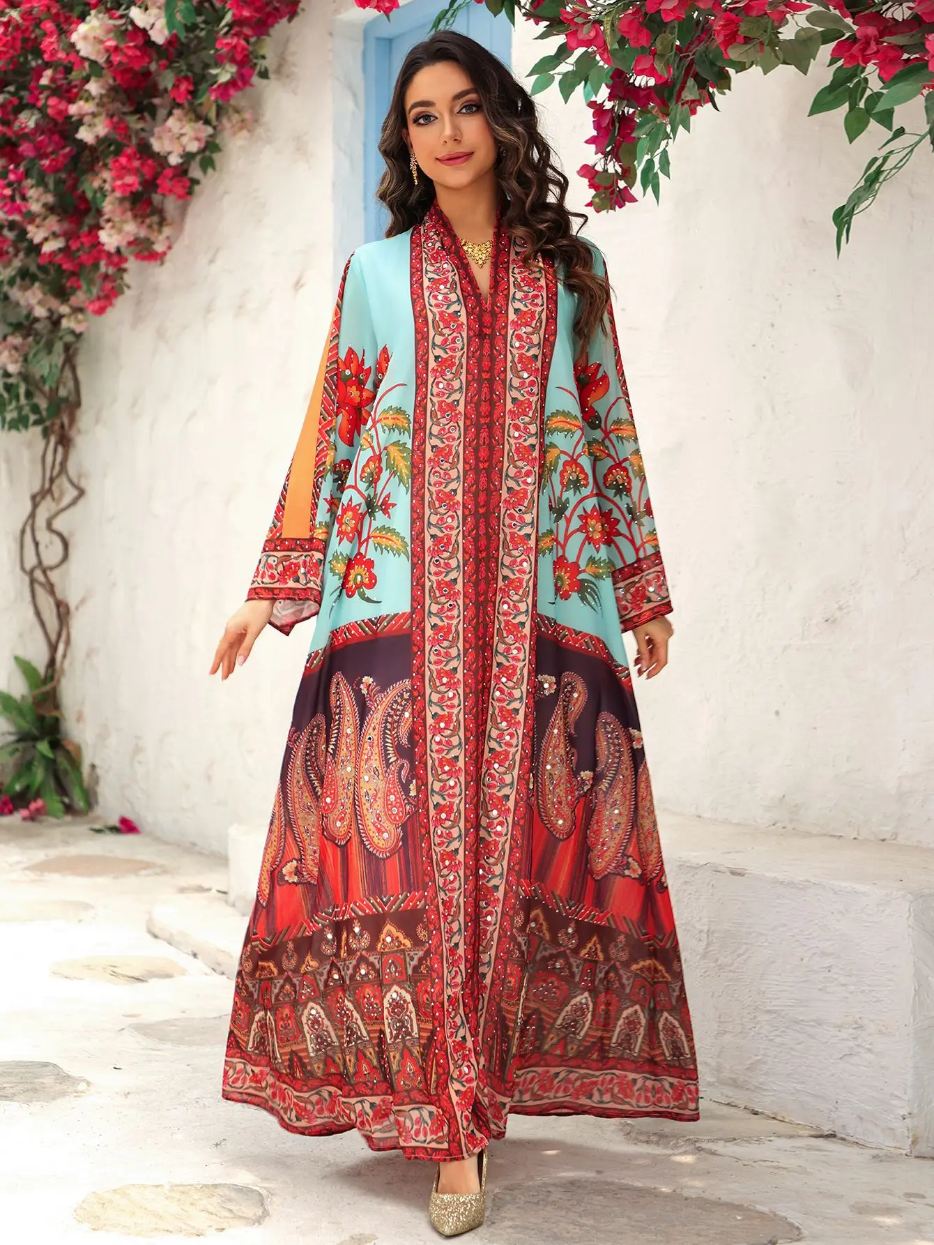 

Eid Women Dress Abaya Print Diamond Muslim Vestidos Largos Party Caftan Jalabiya Ramadan Long Dresses Kaftan Arab Long Robe 2025