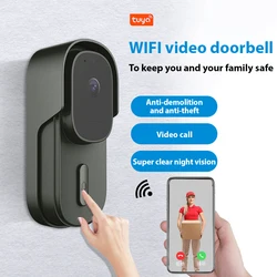 1080P Video Doorbell Wireless Smart Doorbell Camera with Chime Tuya APP 2.4GHz WiFi IP65 Waterproof Remote Visual Call 2-Way