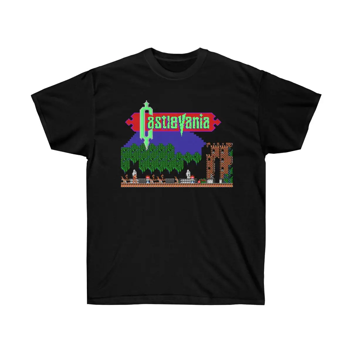 Castlevania Stage 1 Logo Nes Famicom Game 8 Bit Screen T Shirt Arcade Classic Vintage Retro Design All Sizes