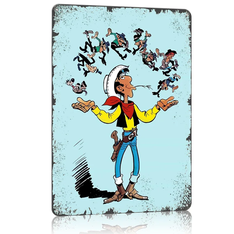 لاكي لوك أعداء كاريكاتير طباعة ملصق معدني ديكور غرفة المعيشة علامات القصدير المعدنية القابلة للتخصيص لتزيين جدران الفن #1