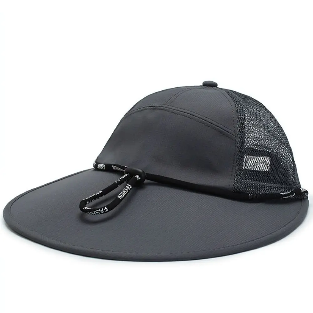 Breathable Wide Brim Sun Hat Solar Fan Outdoor Summer Fishing Cap Mountain Embroidery Protection Adjustable Gear