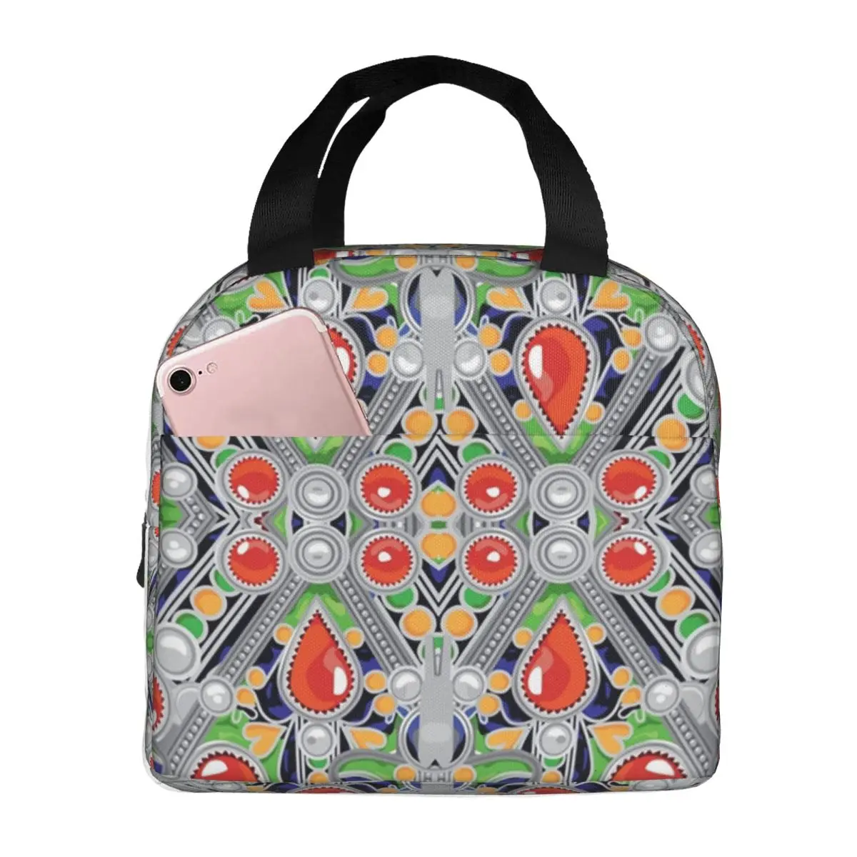 Kabyle Jewelry Lunch Bag Women Warm Cooler Insulated Lunch Boxes for School