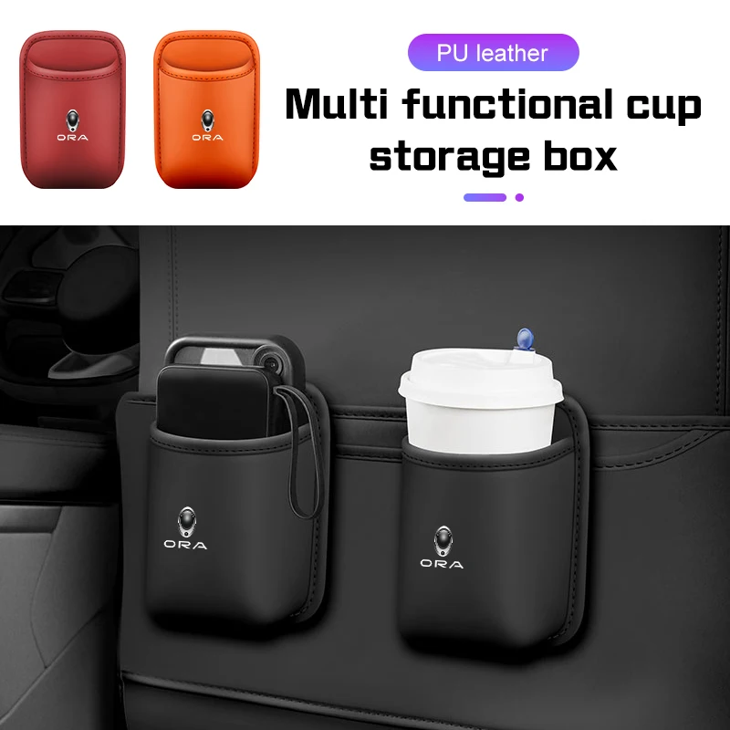 

Car Cup Holder PU Leather For Great Wall Ora R1 R2 Good Cat White Cat Funky Cat IQ Car Seat Back/Door Side Drinks Storage Box